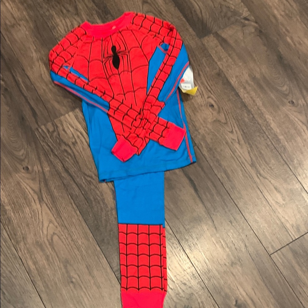 Spider-Themed Kids Pajamas in Red and Blue